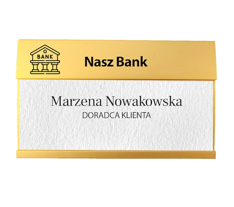 Identyfikator z okienkiem i zapięciem na magnes